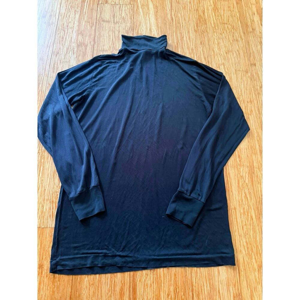 Eddie Bauer 100% Silk Turtleneck Base Layer Black Women’s Tall Large - Picture 1 of 4